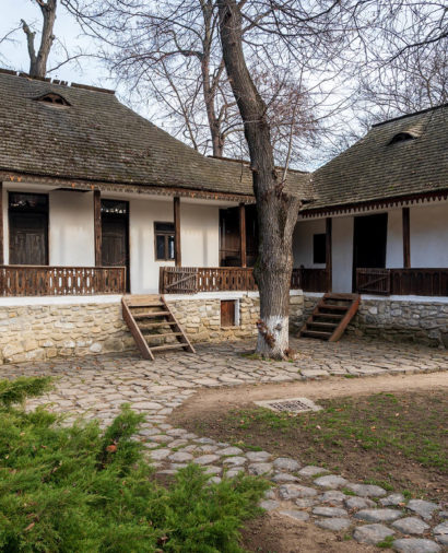 BUCHAREST, ROMANIA- 9 JANUARY, 2020: Rural houses at the National Museum of Dimitrie Gusti village